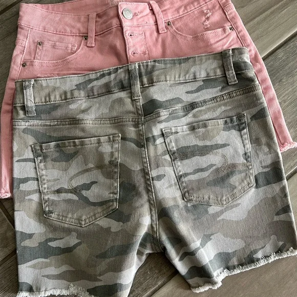 Camo and Pink Denim Shorts Set - Picture 2 of 5